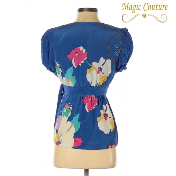 tibi Colorful Floral Silk Wrap Blouse๐๐๐ - Picture 2 of 10